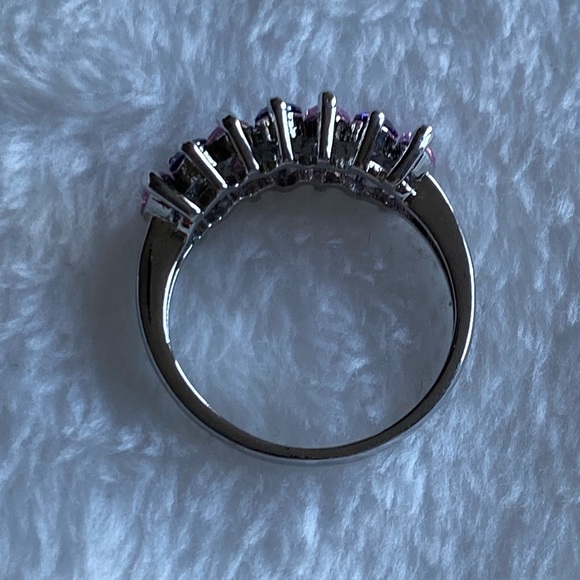 925 Sterling Silver pink & purple AMETHYST GEMSTONE RING 10 stone - Picture 8 of 11